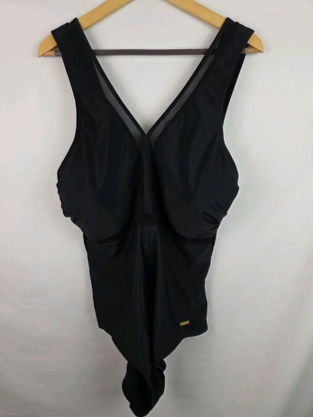Nicole Miller Women's One Piece Swimsuit Plus Size 1X Black Sheer Swim